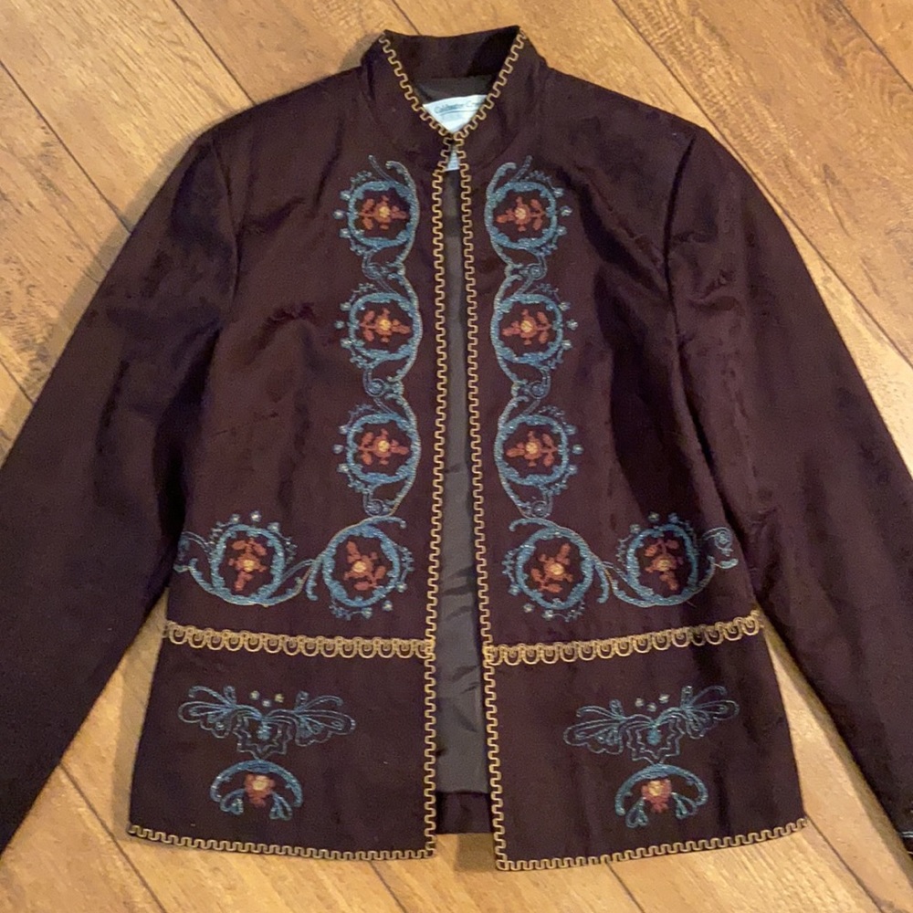 Coldwater Creek Embroidered Brown Jacket